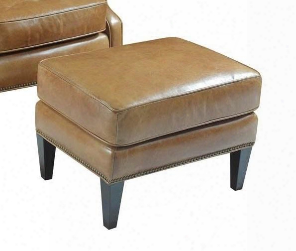 Huntington Series Cc420-ot-085 26" Traditional-style Living Room Morrison Ottoman With Tapered Legs Piped Stitching And Leather Upholstery In