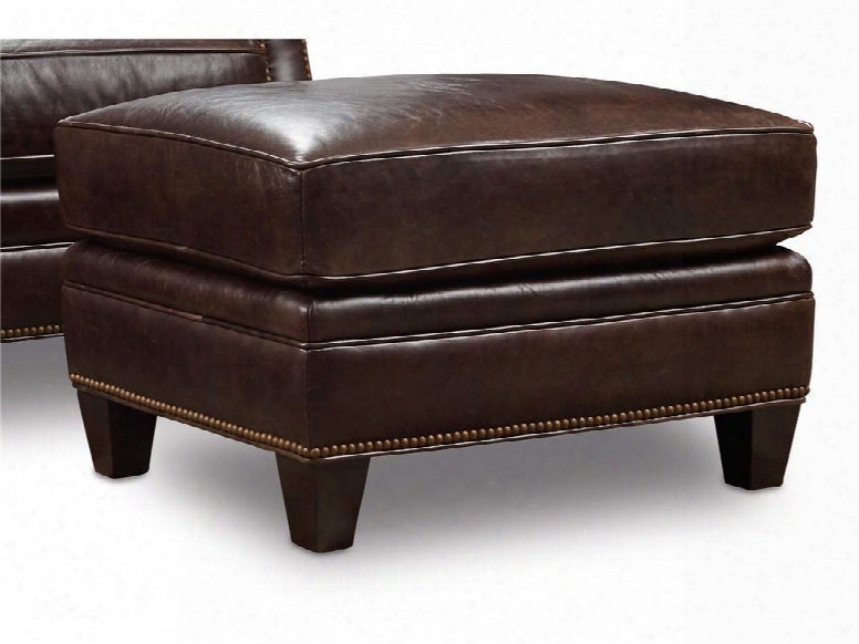 Huntington Series Ss351-ot-088 29" Traditional-style Living Room Collis Ottoman With Piped Stitching Nail Head Accents And Leather Upholstery In