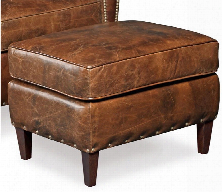 Imperial Series Cc406-ot-088 25" Traditional-style Living Room Empire Ottoman With Tapered Legs Piped Stitching And Leather Upholstery In