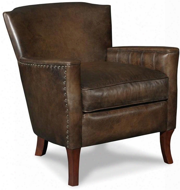 Inscription Succession Cc838-01-086 31" Traditional-style Living Room Art Club Chair With Tapered Legs Nail Head Accents And Leather Upholstery In Dark