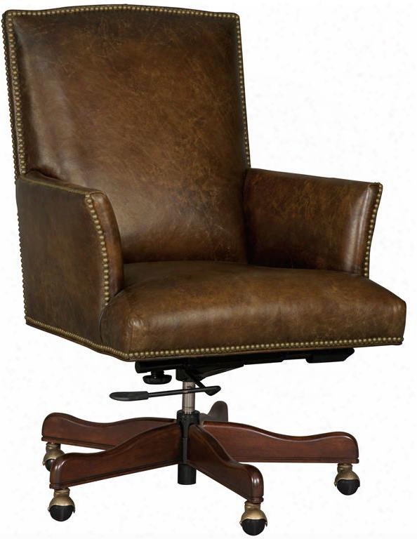 Inscription Series Ec404-088 40" Traditional-style Mural Home Office Executive Swivel Tilt Chair With Adjustable Height Nail Head Accents Andd Leather