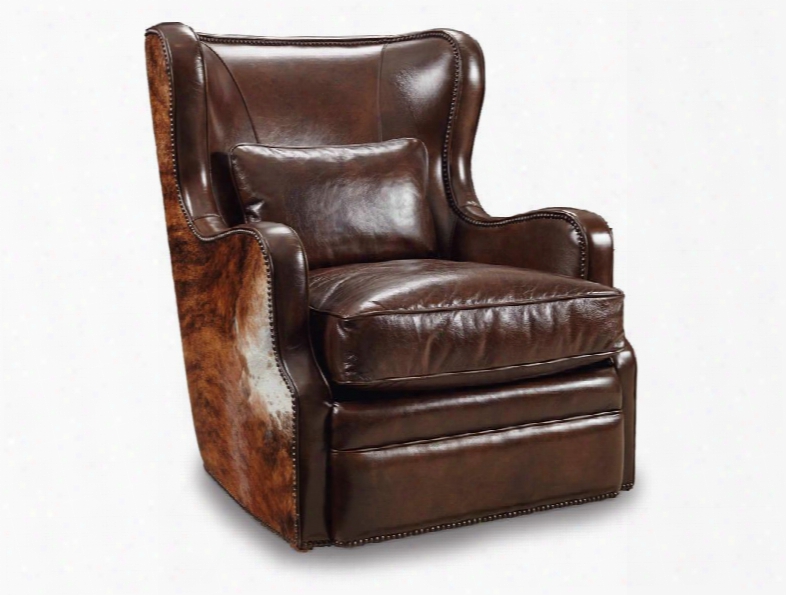 Isadora Series Cc418-sw-086 41" Traditional-style Living Room Coffee And Dark Brindle Hoh Swivel Club Chair With Pillow Back Nail Head Accents And Leather