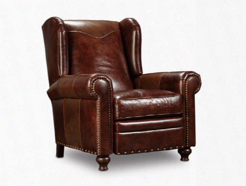 Isadora Series Rc360-086 42" Traditional-style Living Room Vineyard And Hickoryy Recliner With Nail Head Accents Turned Legs And Leather Upholstery In