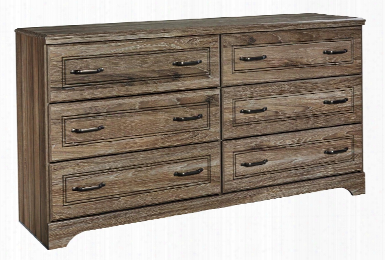 Javarin Collection B171-21 57" 6-drawer Dresser With Side Roller Glides Replicated Oak Grain Details And White Wax Effect In Greyish