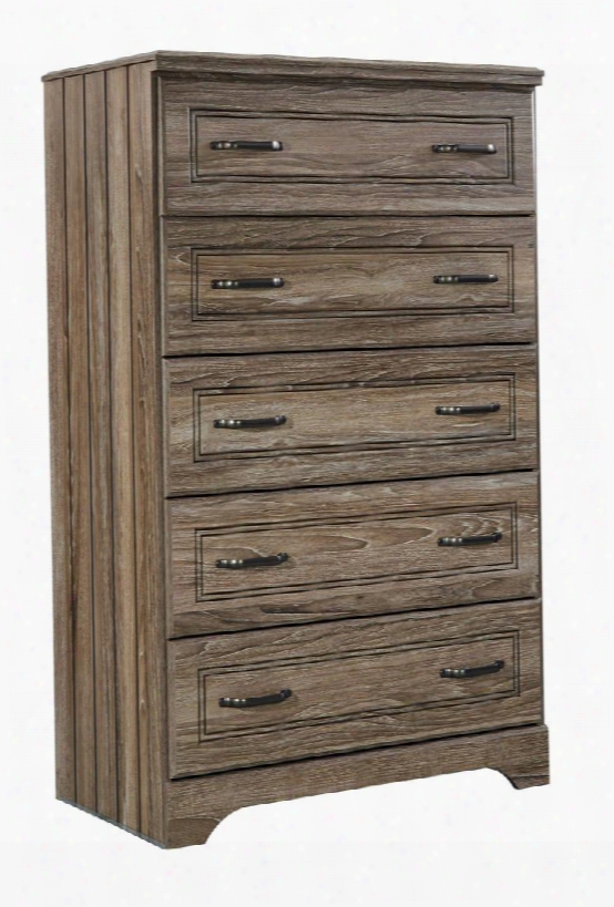 Javarin Collection B171-46 29" 5-drawer Chest With Side Roller Glides Replicated Oak Grain Details And White Waxx Accomplish In Greyish