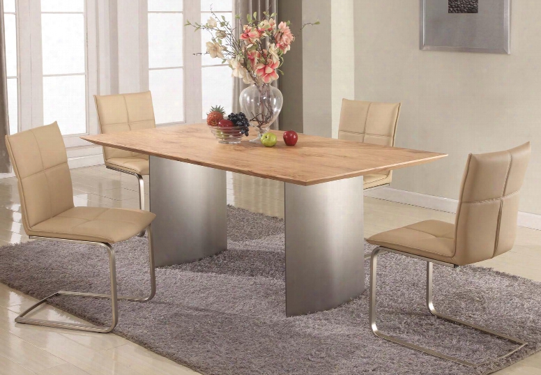 Jessica-5 Pcs Jessica Dining 5 Piece Set - Matt Light Oak Dining Table With 4 Khaki Cantilever Upholstered Side