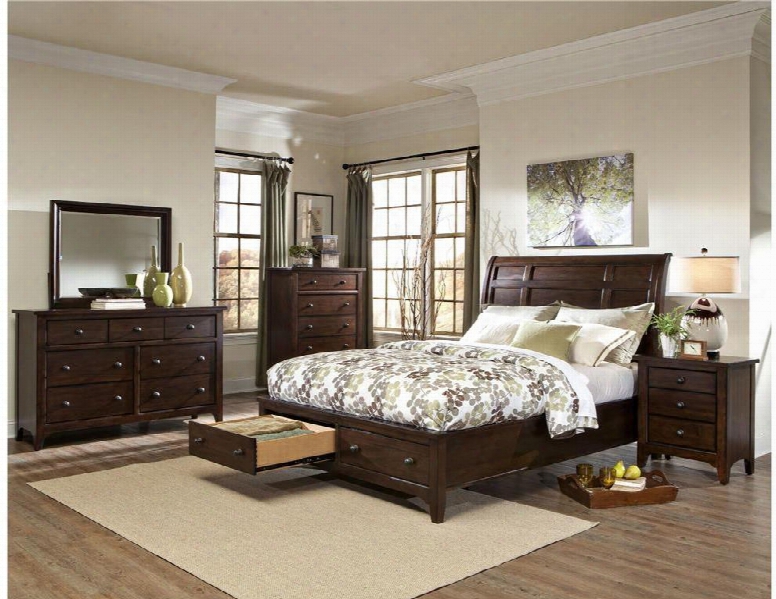 Jk-br-5050ks-rai-c King Size Bed With Storage Solid Wood Construction And Tapered Legs In Raisin