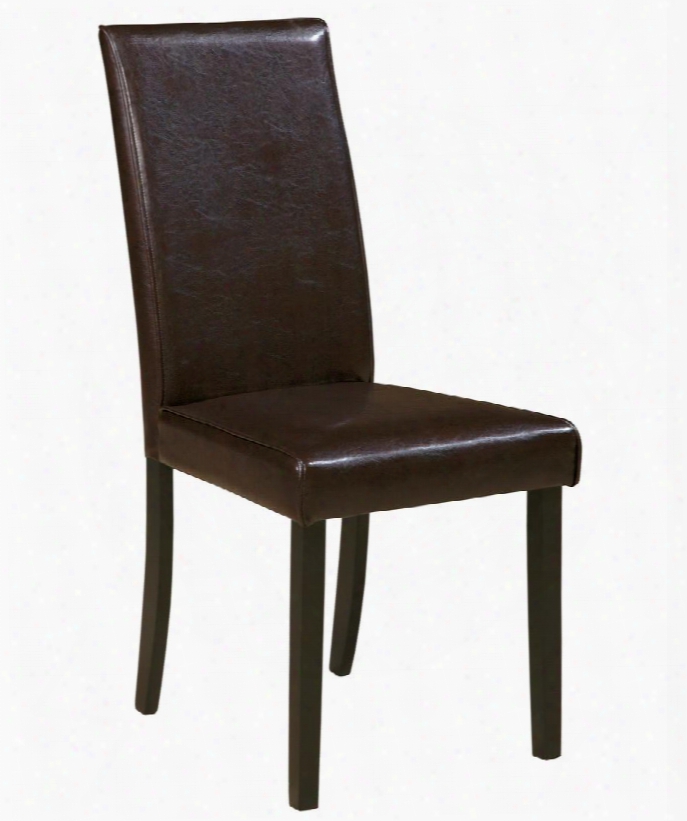 Kimonte Collection D250-02 19" Dining Room Side Chair With Faux Leather Upholstery Cushioned Seating And High Solid Back In Dark