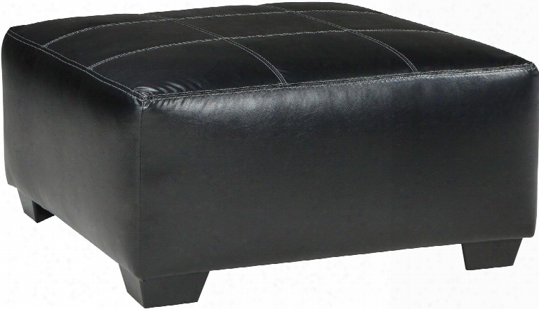 Kumasi 3220208 40" Oversized Accent Ottoman With Jumbo Stitching Details Faux Leather Upholstery And Tri-block Feet In