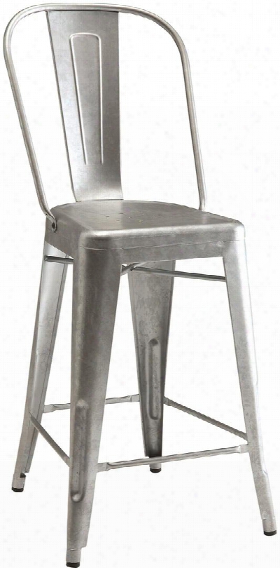Lahner Collection 104887 21.5" Counter Height Chairs With Tapered Legs Distressed Look And Metal Construction In Gun Meta