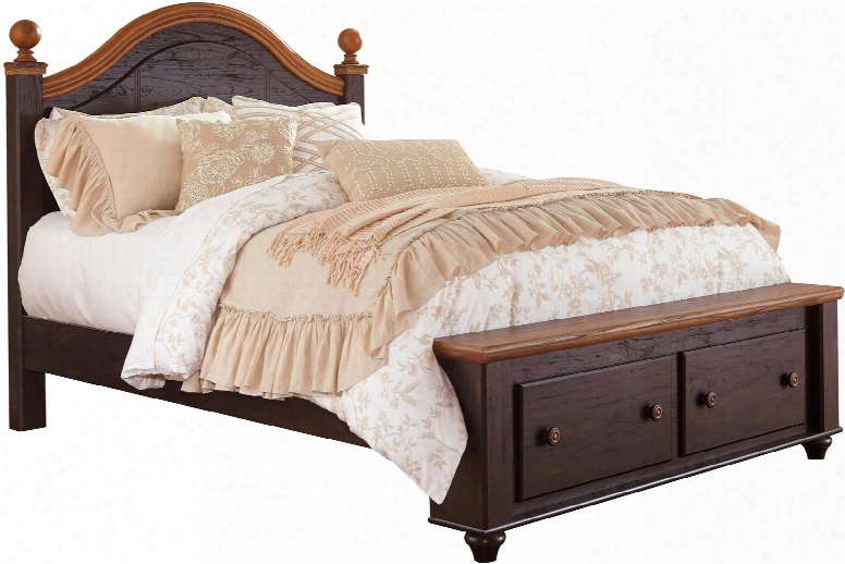 Maxington B220-64s/67/95/b100-13 Queen Storage Bed With 2 Footboard Drawers Arched Headboard And Turned Bun Feet In