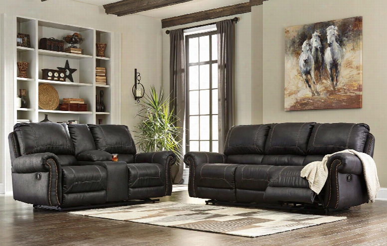 Milhaven 6330388sl 2 Pc Living Room Set With Reclining Sofa + Reclining Loveseat In Black