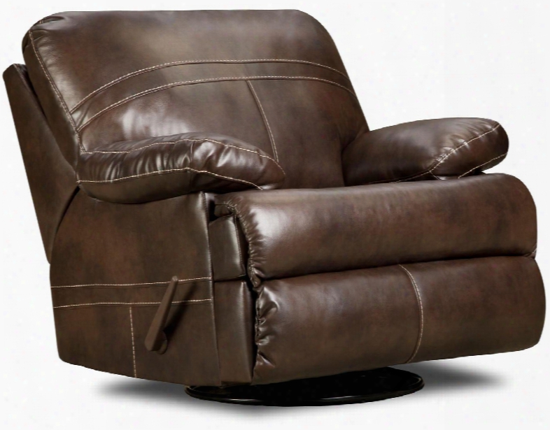 Miracle Saddle 50981-16 Bonded Leather Swivel Glider Recliner With Plush Padded Arms And Stitched Detailing In