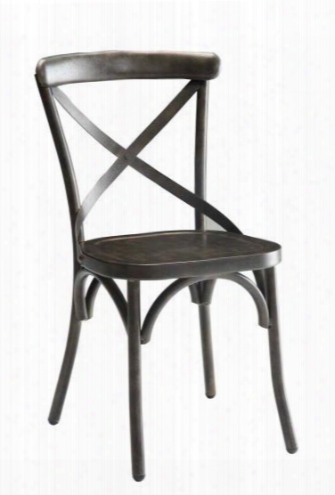 Nagel 105316 39" Rustic Metal Dining Chair With Distressed Detailing And Tapered Legs In Antique Brown