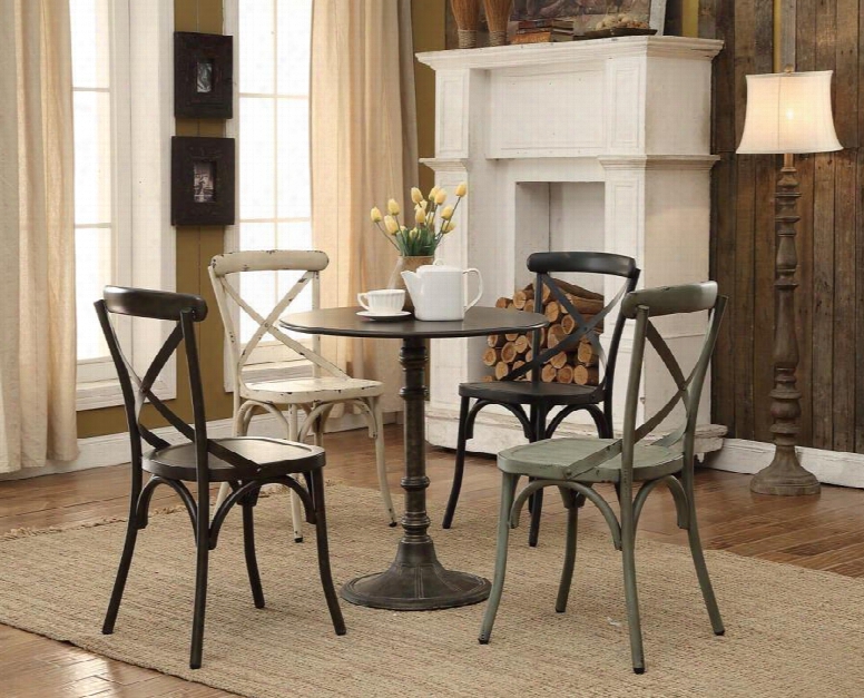 Oswego 100063 30" Dining Table And 4 Dining Chairs With Distressed Detailing In Antique Brown