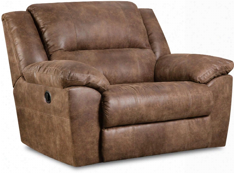 Phoenix 50111br-195 50" Cuddler Recliner With Pu Leather Upholstery Plush Padded Arms Stitched Detailing In