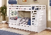 45165-WH-ABC Cosmo Twin Over Twin Standard Bunk Bed with Trundle and Storage