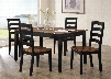 5006-59TC 59" Richmond Dining Table and 4 Chairs with Block Feet and Distressed Detailing in Ebony and Warm