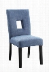 Andenne 106654 24" Side Chairs with Square Cutout Back Cushioned Seating Asian Hardwood Materials and Fabric Upholstery in Blue