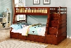 Dakota Collection 45192-WT-ABC Twin Over Full Bunk Bed with Storage Staircase 2 Drawers and Caster Wheels in