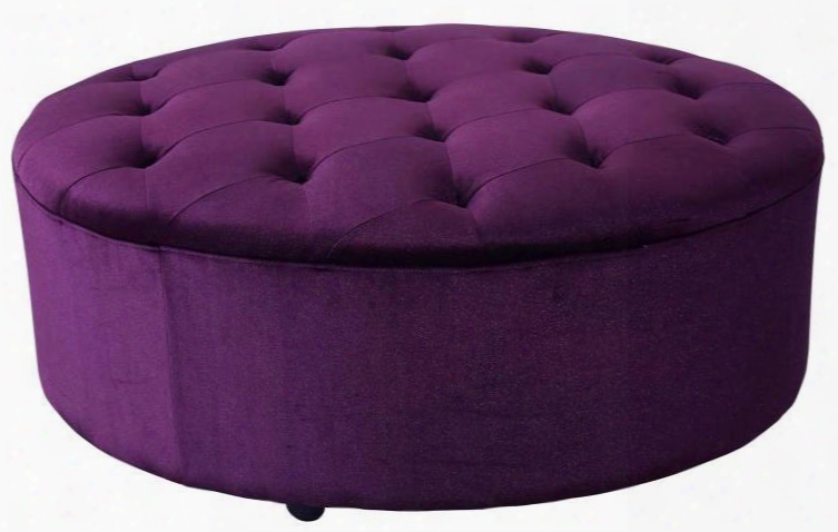 Romanus 511048 39.5" Ottoman With Tufted Top Pine Wood Frame Mid-century Design Sinuous Spring Base And Velvet Upholstery In Purple