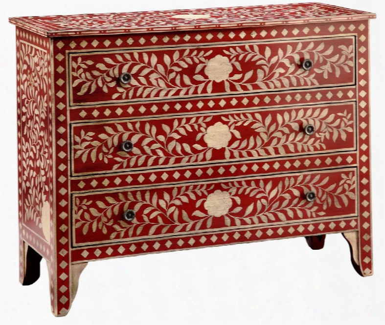 Rombauer 3-12538 42&" Accent Chest With Floral Medallions Hand Painted And Leaf Design In