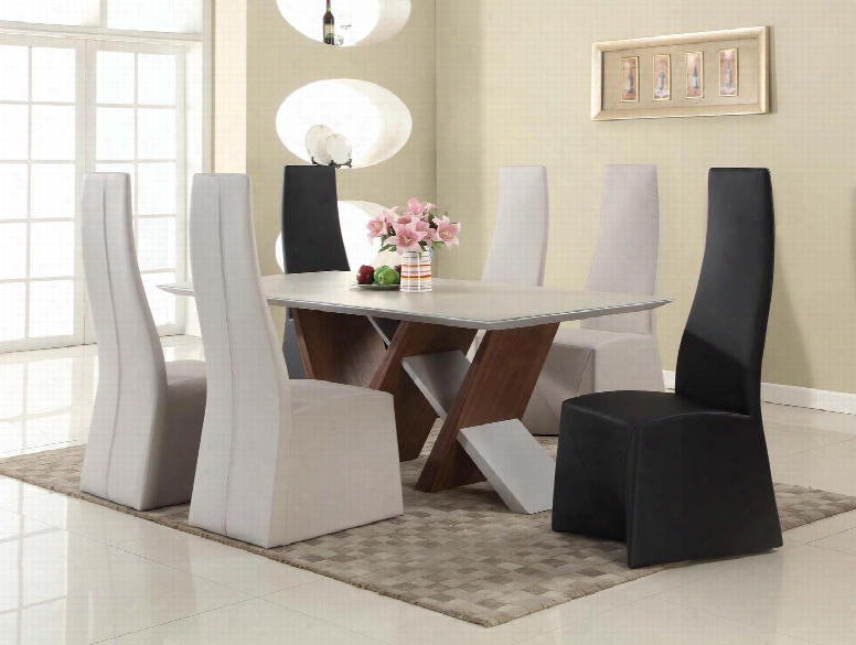 Ruby-5pc-blk Ruby  Collection 5 Piece Set - Wooden Table With Frosted Glass And 4 Black Fully Upholstered High Back Side