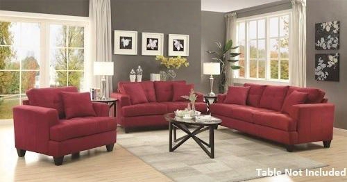 Samuel Sofa Collection 5051853pc 3-piece Living Room Set With Sofa Love Seat And Chair In Crimson
