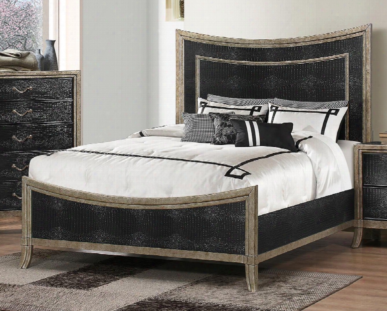 San Juan 1005-6652/68 King Sized Bed With Molding Detail Apron And Tapered Legs In Ebony And