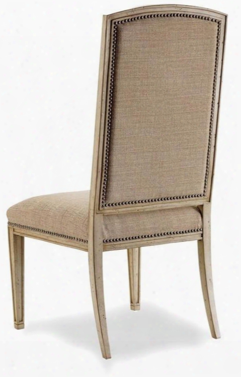 Sanctuary Series 3002-75430 46" Casual-style Dining Room Mirage Side Chair With Carved Detailing Nail Head Accents And Fabric Upholstery In