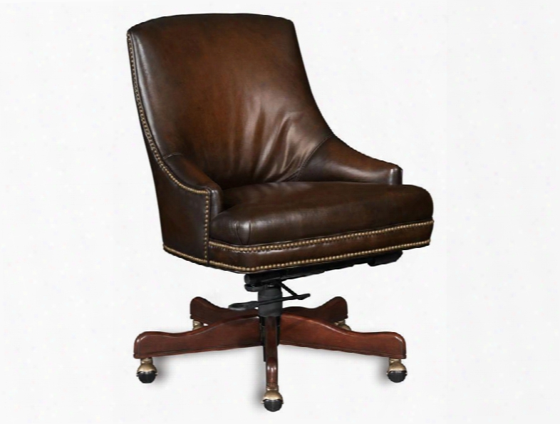 Sarzana Series Ec403-085 37" Traditional-style Fortress Home Office Executive Swivel Tilt Arm Chair With Adjustable Height Nail Head Accents And Leather