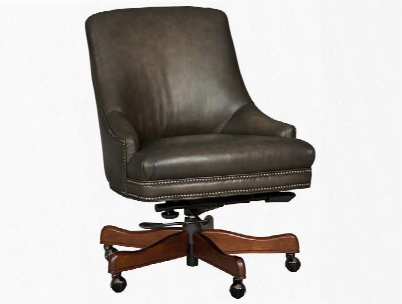 Sarzana Series Ec403-095 37" Traditional-style Castle Home Office Eecutive Swivel Tilt Arm Chair With Adjustable Height Nail Head Accents And Leather