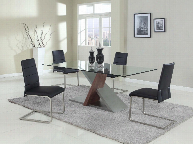 Savannah-5pc-tpe Savannah Dining 5 Piece Set - Chamfer Edge Tempered Clear  Glass Table With 4 Taupe Motion Side