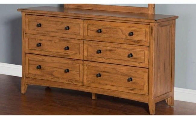 Sedona Collection 2395ro-d 60" Dresser With 6 Drawers Tapered Legs And Distressed Detailing In Rustic Oak