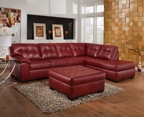 Shi 50440so 2 Pc Living Room Set With Sectional Sofa + Ottoman In Soho Cardinal