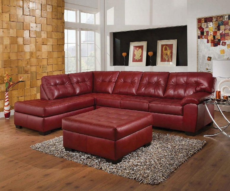 Shi 50442so 2 Pc Living Room Set With Sectional Sofa + Ottoman In Soho Cardinal