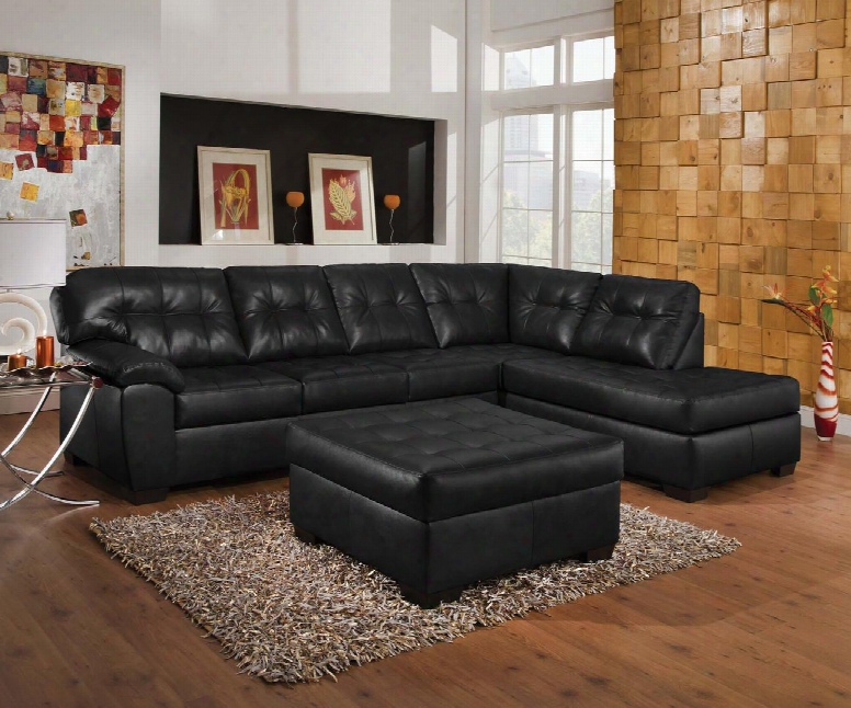Shi 50615so 2 Pc Living Room Set With Sectional Sofa + Ottoman In Soho Onyx