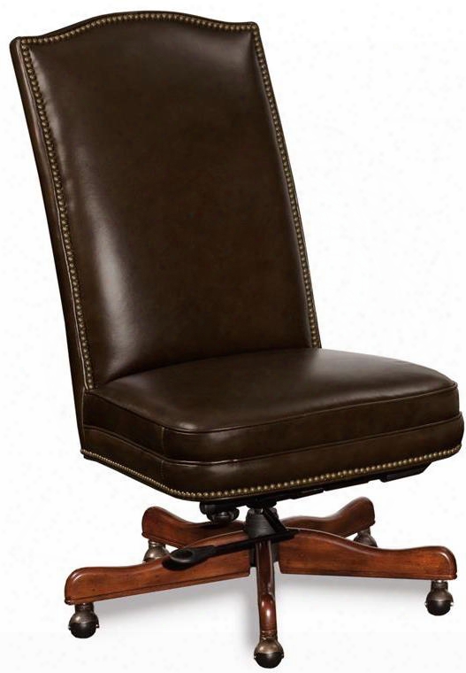 Sicilian Series Ec373-089 45" Traditional-style Cipriani Home Office Executive Swivel Tilt Chair With Nail Head Accents Casters And Leather Upholstery In