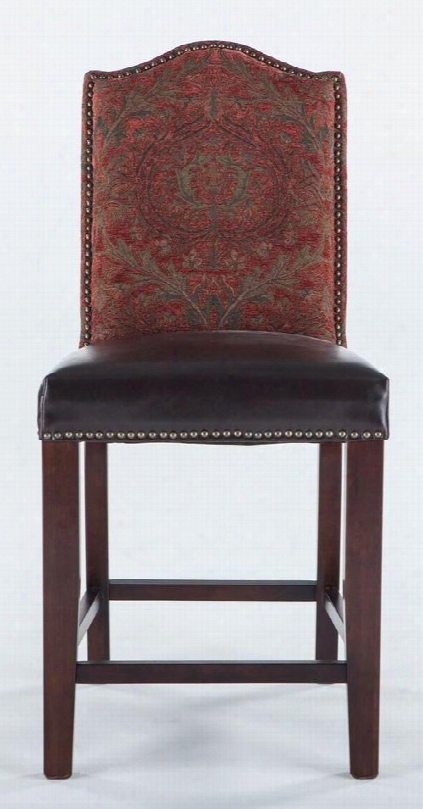 Sofia Zwsf73crc 42" Counter Height Bar Stool With Nail Head Trim Artisan Frame Tapered Legs And Leather Seat Upholstery In Red Tapestry