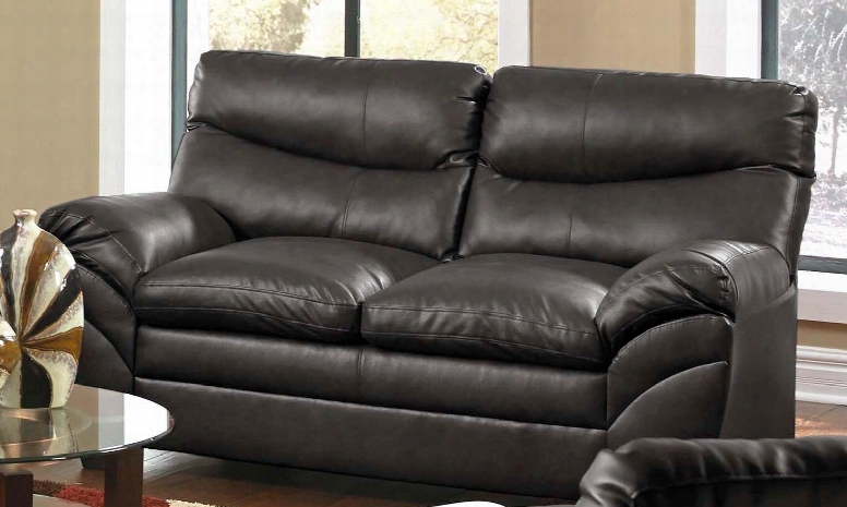 Soho 9515-02 69" Loveseat With Split Back Cushion Bonded Leather Stitched Detailing And Block Feet In