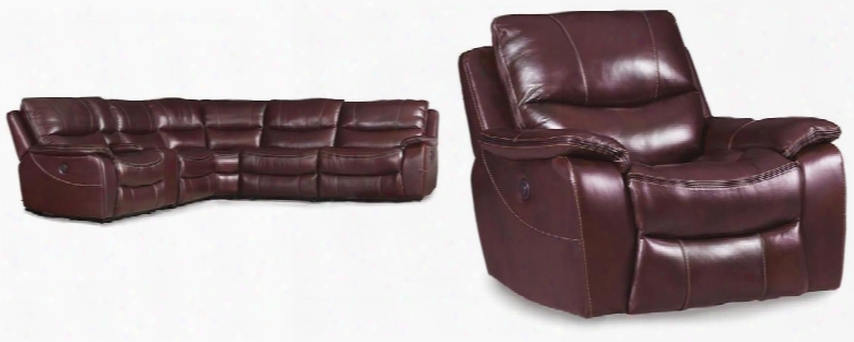 Ss624 2-piece Living Place Set With 6-piece Power Sectional And Glider Recliner In Walnut With Black