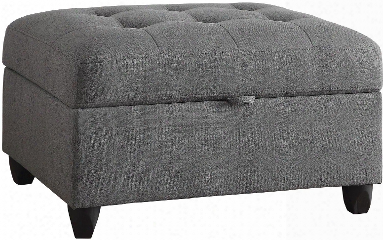 Stonenesse 500414 33" Storage Ottoman With Button Tufting Seat Pocket Coil Seat Kiln Dried Hardwood Frame And Fabric Upholstery In Grey