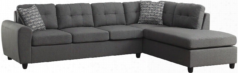 Stonenesse Collection 500413 110" Reversible Sectional With Pocket Coil Seats Accent Pillows Removable Cushions And Linen-like Upholstery In Grey
