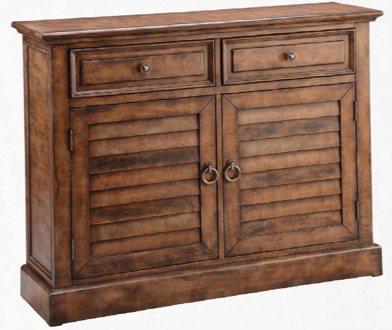 Theodore 12630 44" 2-2-chest With Fixed Shelves Hand Painted Louvered Door Fronts And Bronze Ring  Pull And Knobs In