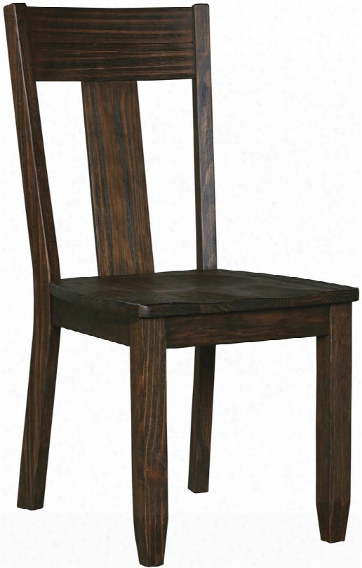 Trudwll D658-01 38" Dining Room Side Chair With Apron Distressed Weather Golden-brown Hue And Solid Pine Wood Construction In Dark Brown