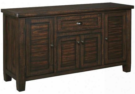 Trudell D658-60 60" Dining Room Server With Tapered Legs Pine Wood Construction And Adjustable Shelved  Cabinet