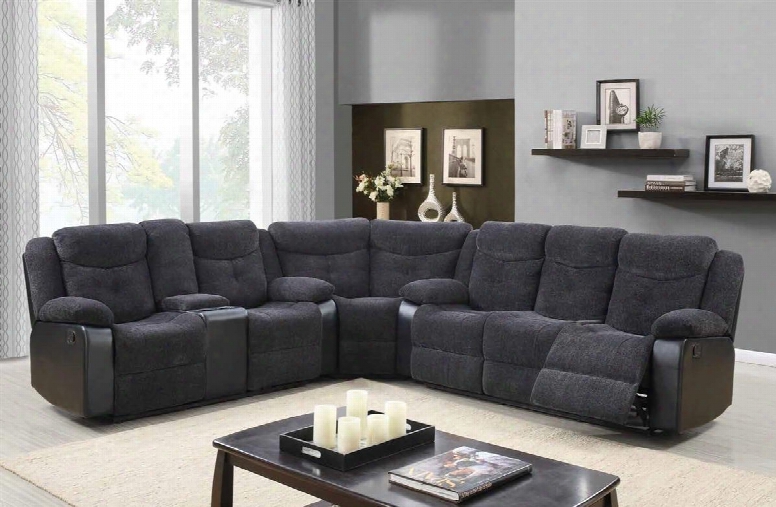 U1566jasminemousesec 120" Sectional Right With Plush Padded Arms  Console Cup Holders In Jasmine Mouse With Black