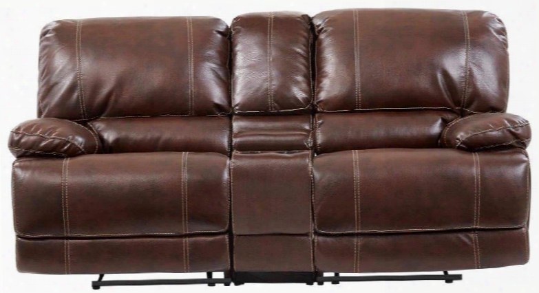 U1953agnescoffeecrl 79" Console Reclining Loveseat With Cup Holders Plush Padded Arms Stitched Detailing In  Agnes