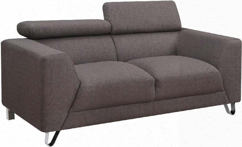 U8210depalmabelugaloveseat 68" Loveseat With Polished Metal Legs And Adjustable Headrest In Depalma Beluga