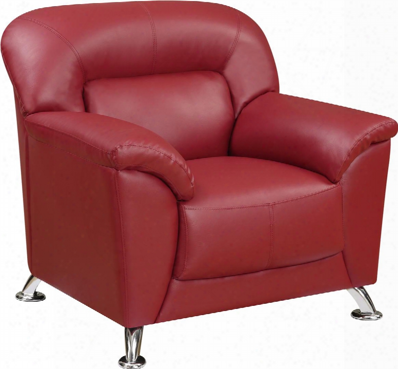 U9102redchair 37" Chair With Plush Padded Arms Stainless Steel Legs And Stitched Detailing In Blanche Red